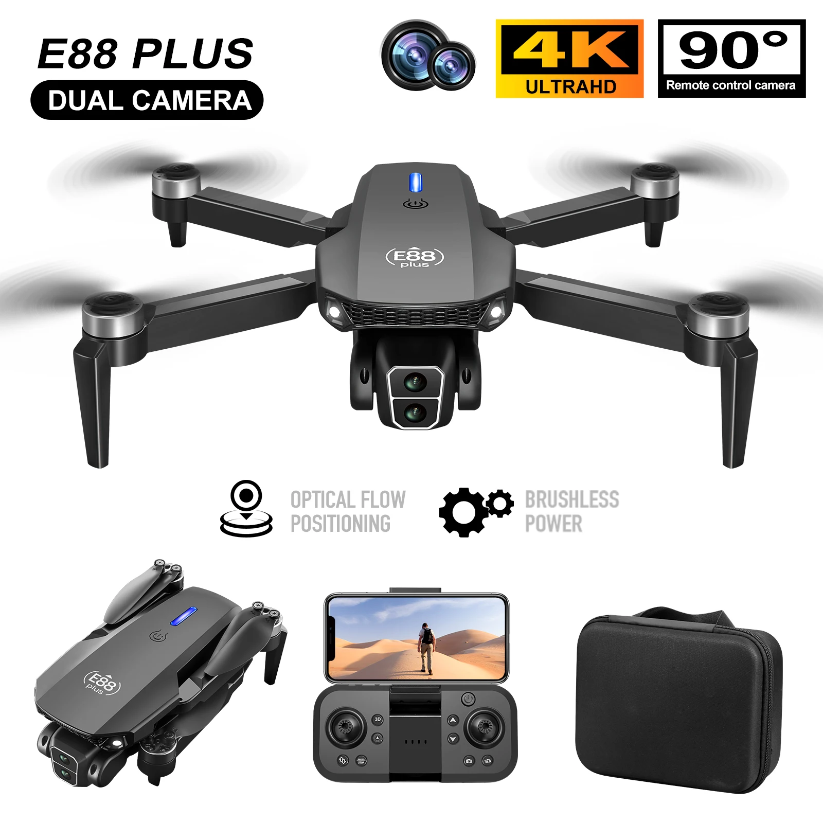 Rc Helicopter Electric - Yeni E88 Plus Quadcopter Drone: 90
